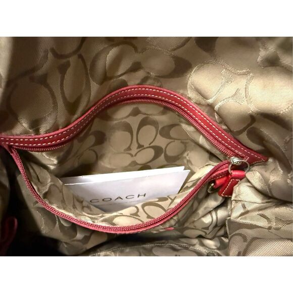 Vtg Coach Legacy Slim Duffle Shoulder Bag Red Leather Adjustable Strap 9188 - Picture 8 of 10